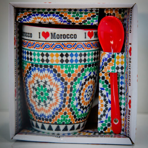 Coffret tasse et cuillère "I ❤️ Morocco"