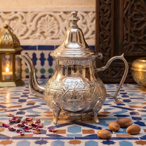 Théière Artisanale Marocaine Argentée